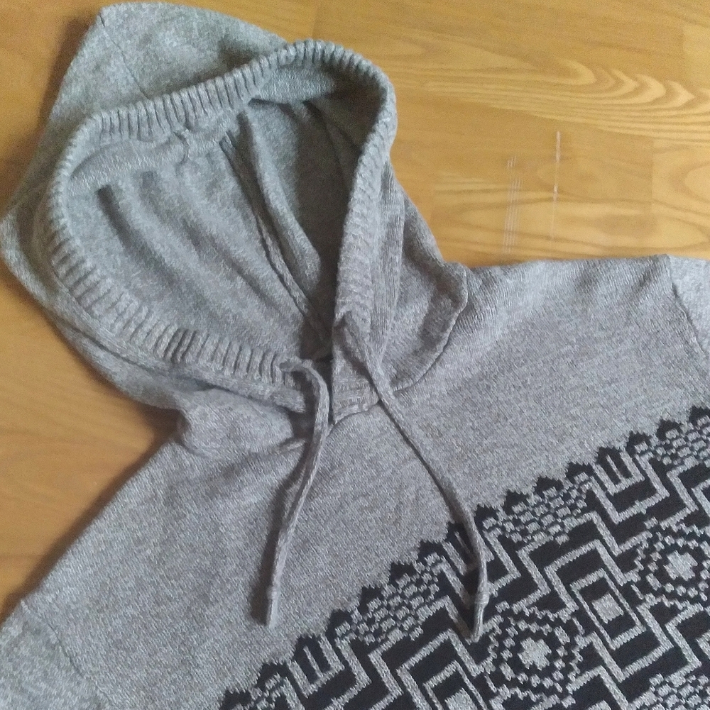 Urban Pipeline Patterned‎  Knit Sweater Hoodie Large